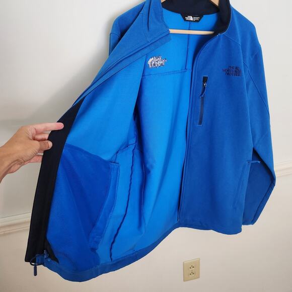 North Face Jacket Sz Large Mens Apex Pneumatic Windwall Blue Full Zip Softshell - Picture 10 of 16